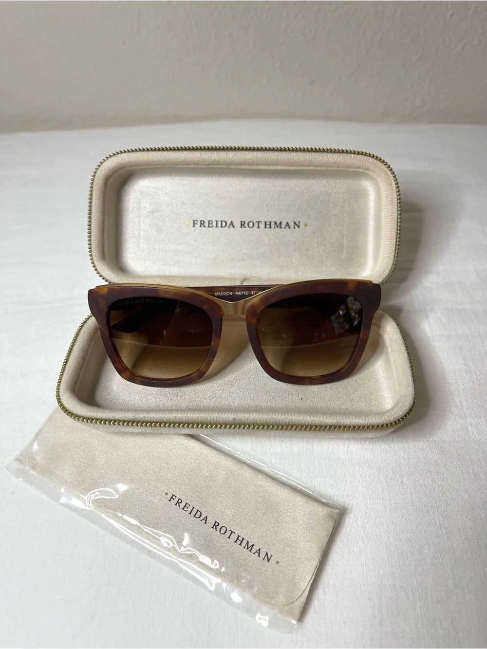 Freida Rothman Women's MadisonTortoise Sunglasses with Gold Bridge
